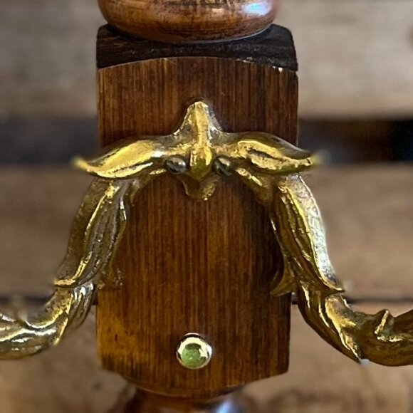 Vintage Wall Wood/Metal Double Arm Leaf Scroll Scone/Candleholders - Picture 8 of 12